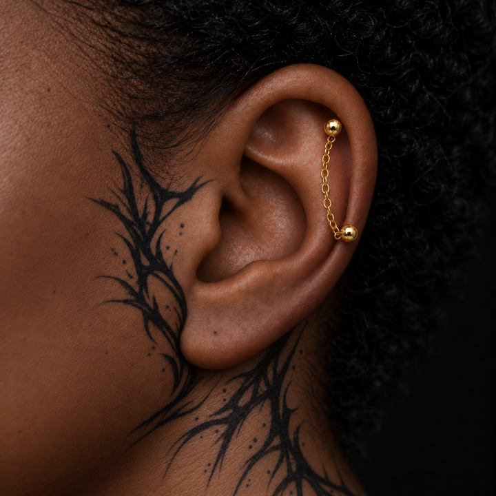 Ear chain piercing jewelry placement