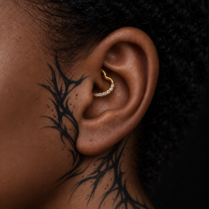 Daith piercing jewelry placement