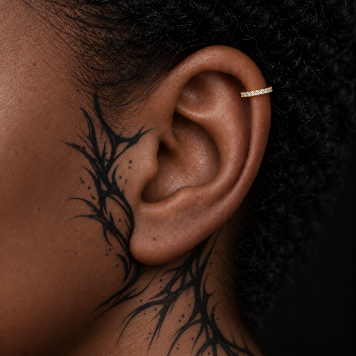 Helix piercing jewelry placement