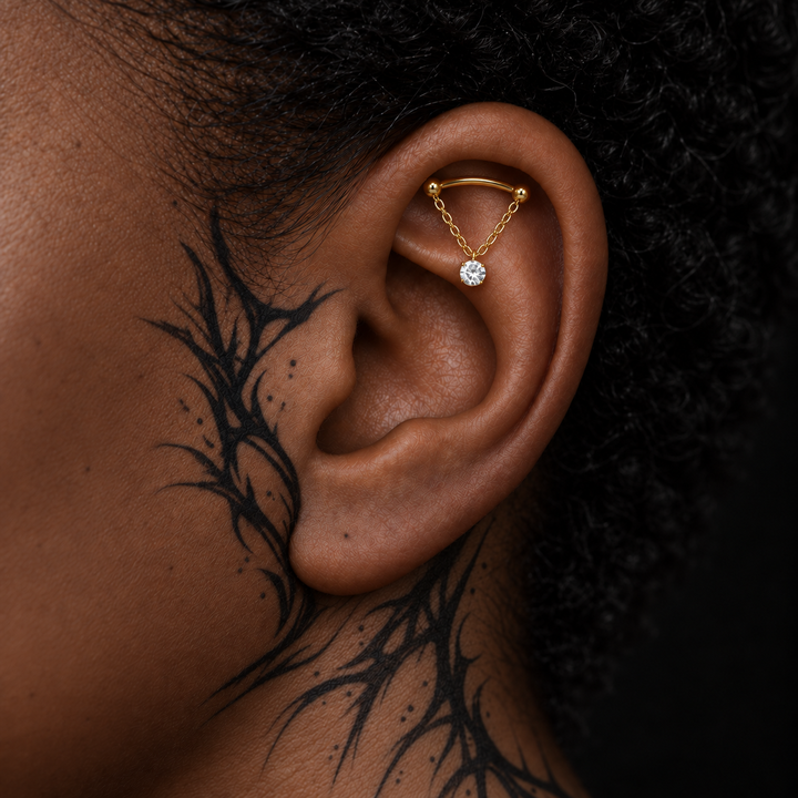 Hidden helix piercing jewelry placement
