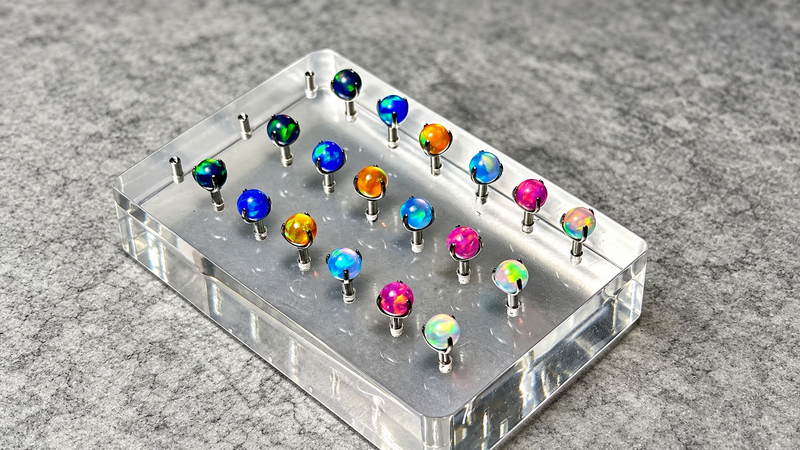 Colorful opal flat back piercing jewelry collection