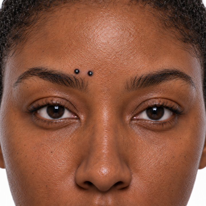 Horizontal eyebrow piercing placement