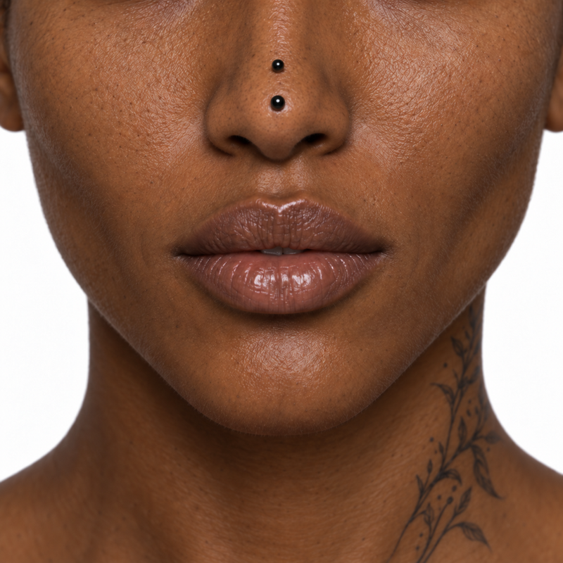 Rhino nose piercing placement