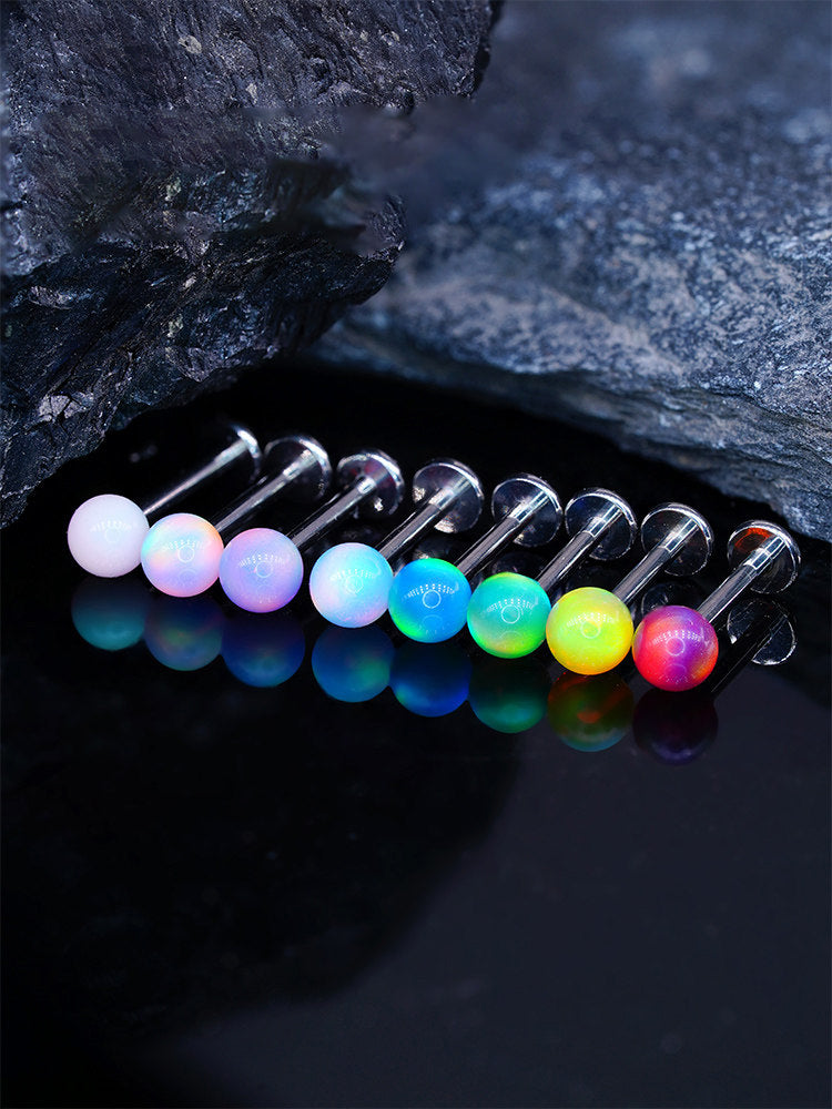 F136 Titanium Internal Thread Labret - Aurora Nebula Opal Cartilage Earring