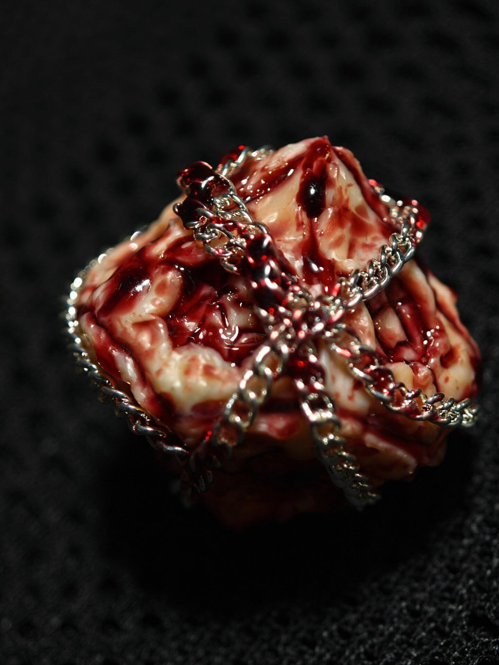 Handmade 35mm Bound Flesh D6 Dice - Chained Gory Meat Resin Artifact