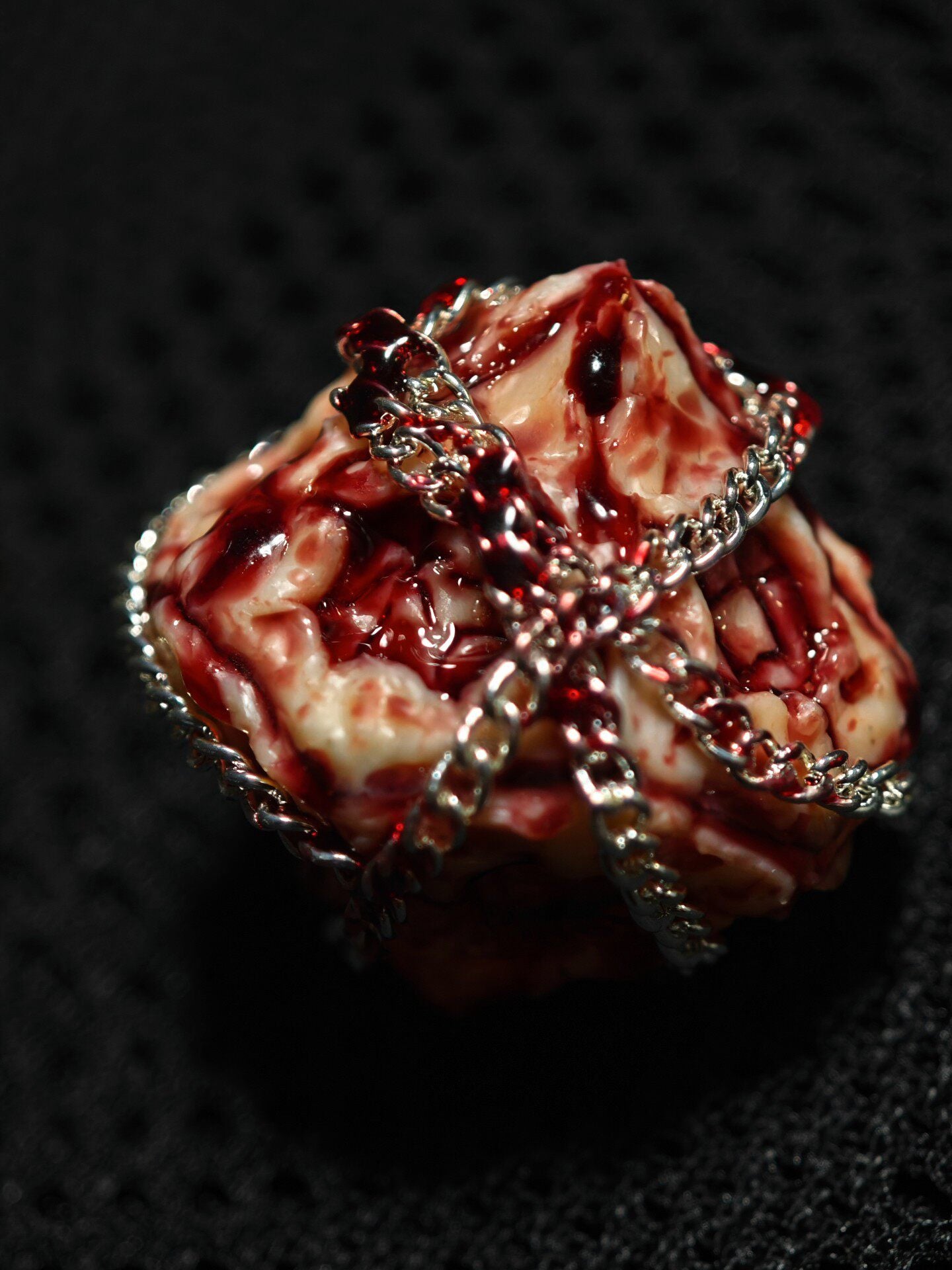 Handmade 35mm Bound Flesh D6 Dice - Chained Gory Meat Resin Artifact