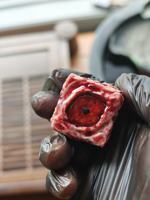 Handmade 30mm Bloody Eyeball D6 Dice | Horror Flesh & Blood Curio | RPG Oddity Collection - Crux Jewelry product image 2