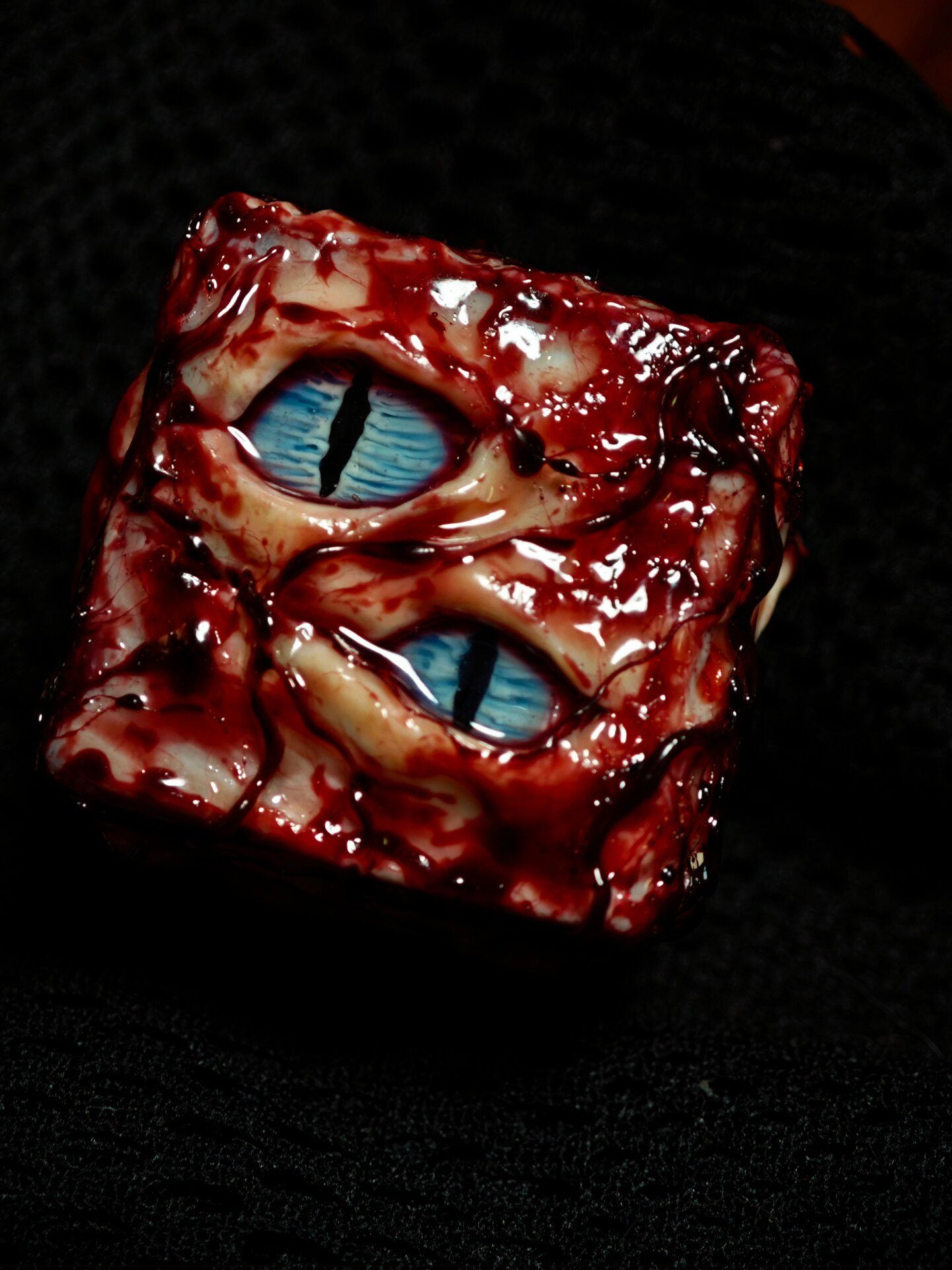 Handmade "Prison Realm" D6 Dice | Jujutsu Kaisen Inspired Cursed Object Resin Die | Fleshy Monster Eye | Macabre RPG Tabletop Dice