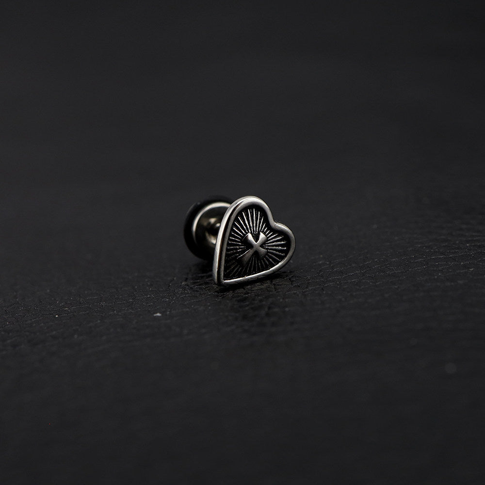 Heart Enamel Cross Stainless Steel Stud Earrings