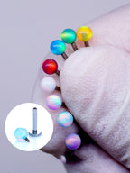 F136 Titanium Internal Thread Labret - Aurora Nebula Opal Cartilage Earring