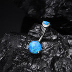 Double Round Opal Titanium Belly Ring