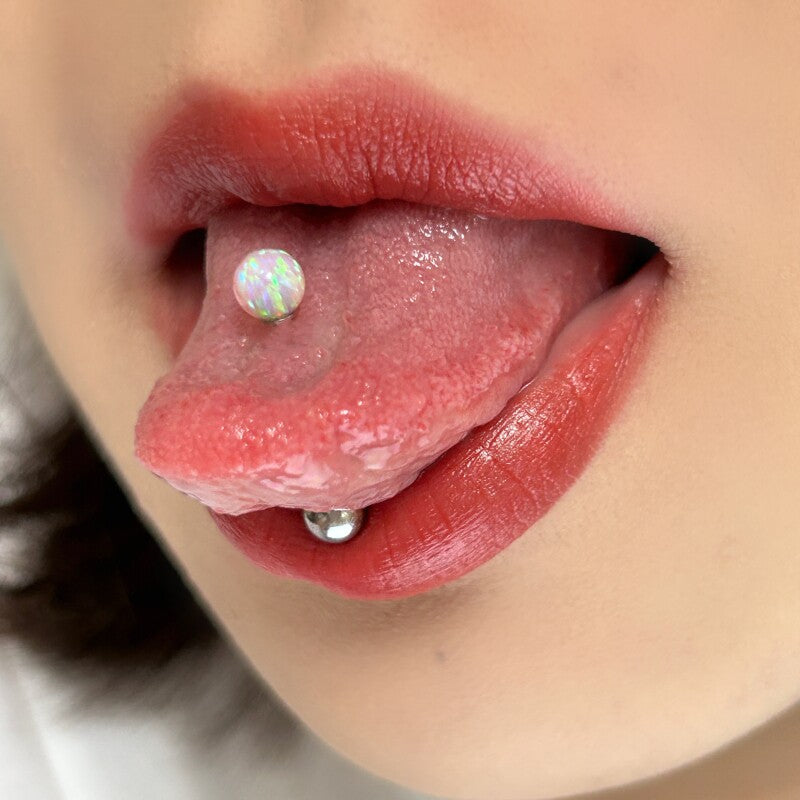 Basic 5mm Opal Titanium Tongue Ring
