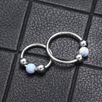 316L Surgical Steel Opal Ball Closure Ring - Septum Nose Ring Cartilage Earring