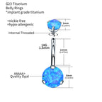 Double Round Opal Titanium Belly Ring
