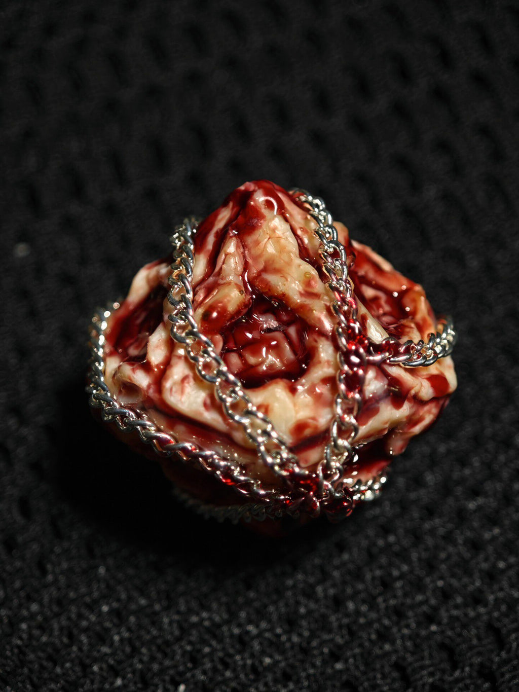 Handmade 35mm Bound Flesh D6 Dice - Chained Gory Meat Resin Artifact