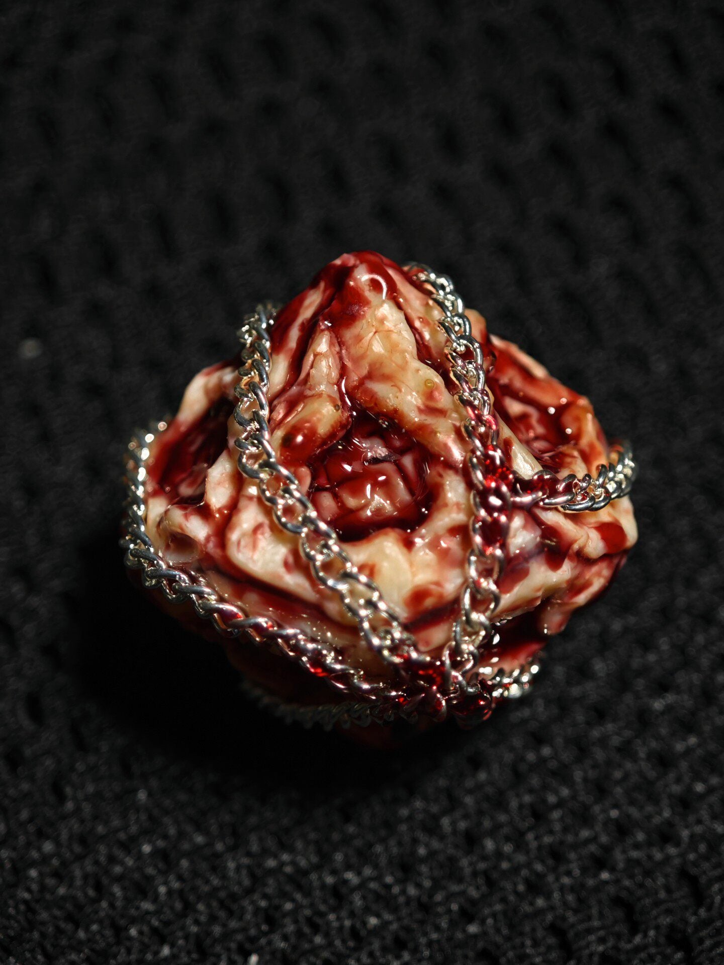 Handmade 35mm Bound Flesh D6 Dice - Chained Gory Meat Resin Artifact
