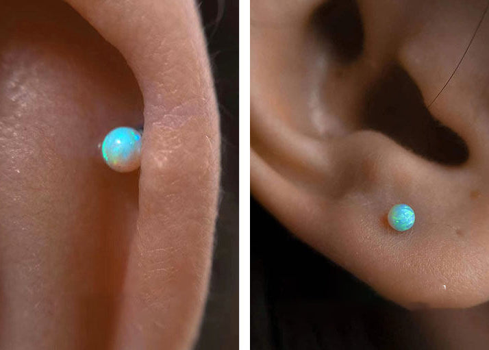 F136 Titanium Internal Thread Labret - Aurora Nebula Opal Cartilage Earring