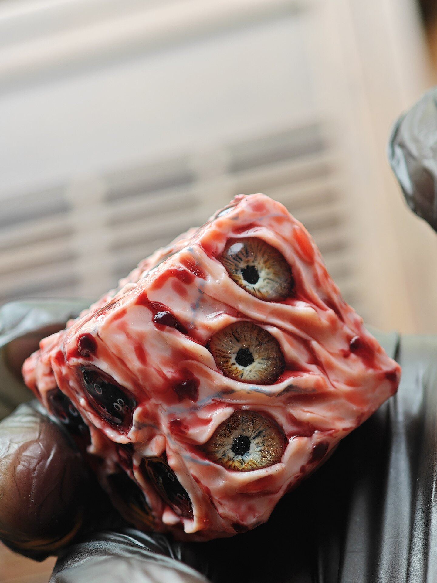 Handmade 30mm Bloody Eyeball D6 Dice | Horror Flesh & Blood Curio | RPG Oddity Collection