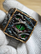 Handmade 30mm Serpent Eye D6 Dice - Gilded Scaled Monster Resin Die