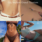 Double Round Opal Titanium Belly Ring