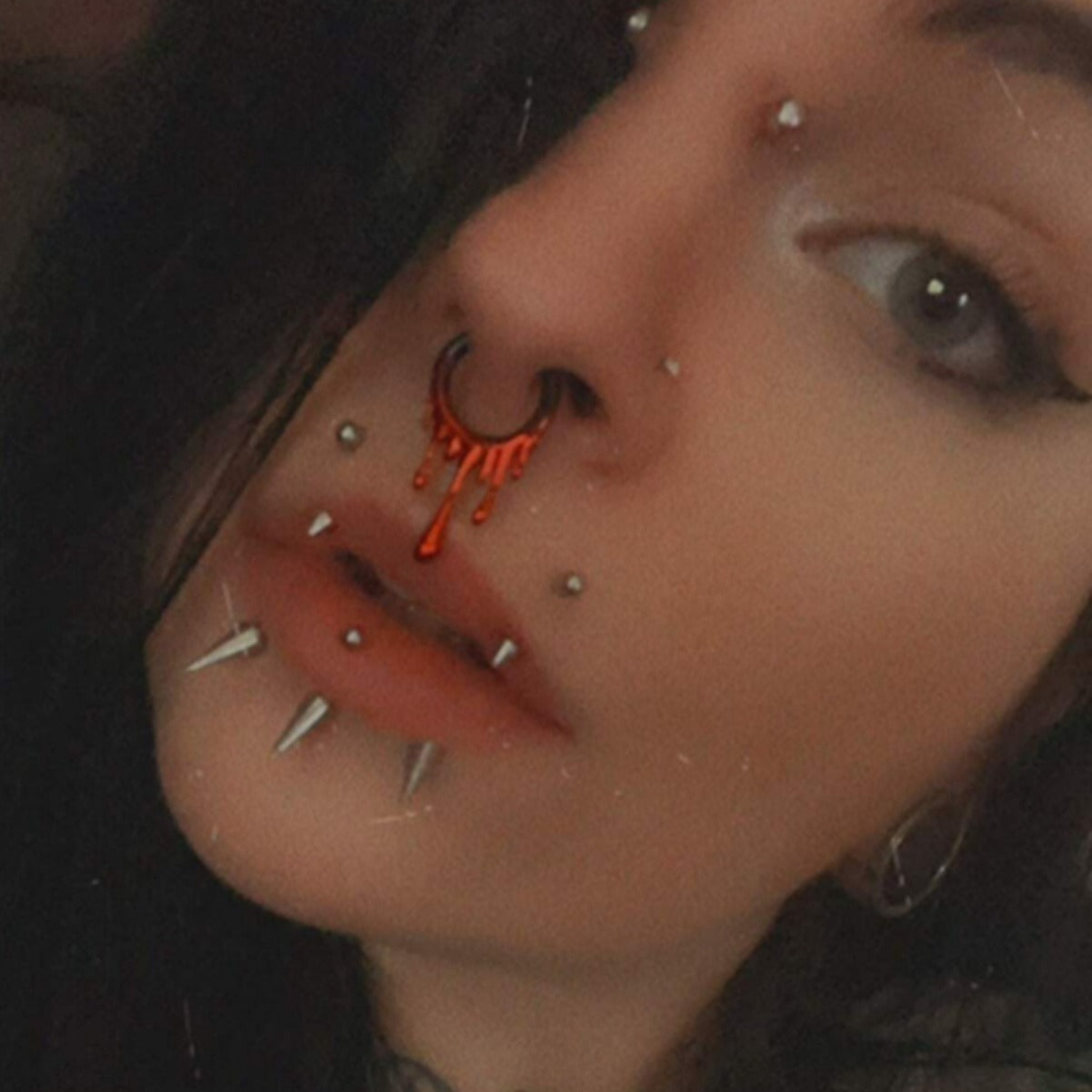 Pair of Lava Flow Gradient Stainless Steel Nose Ring & Earrings