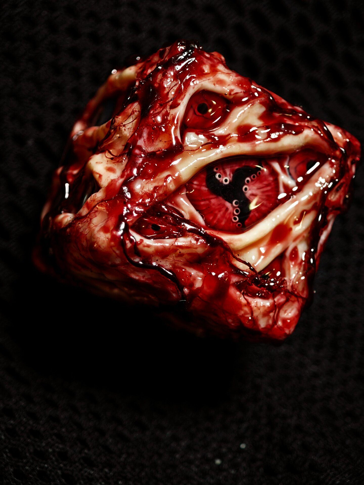 Handmade "Prison Realm" D6 Dice | Jujutsu Kaisen Inspired Cursed Object Resin Die | Fleshy Monster Eye | Macabre RPG Tabletop Dice
