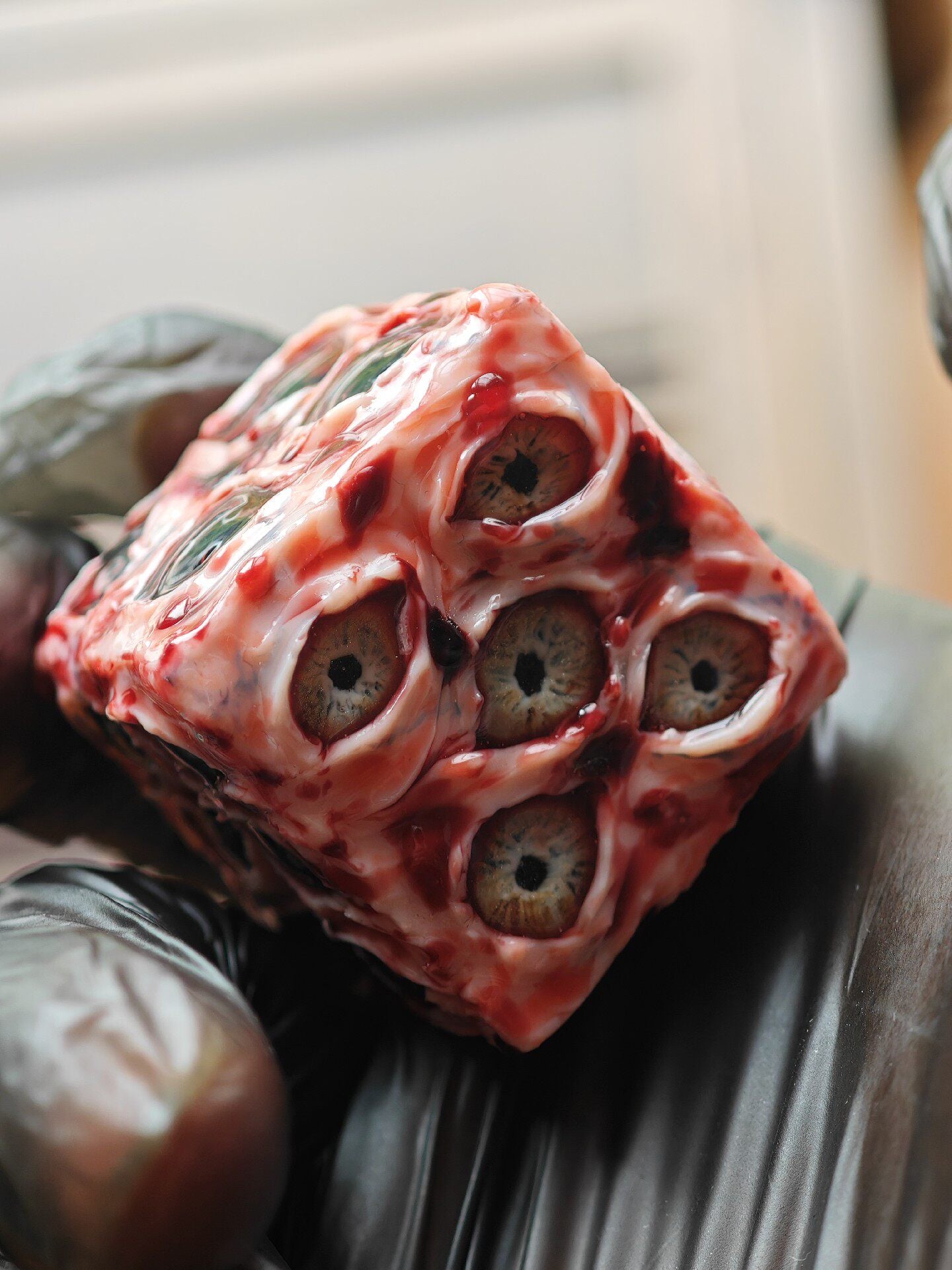 Handmade 30mm Bloody Eyeball D6 Dice | Horror Flesh & Blood Curio | RPG Oddity Collection