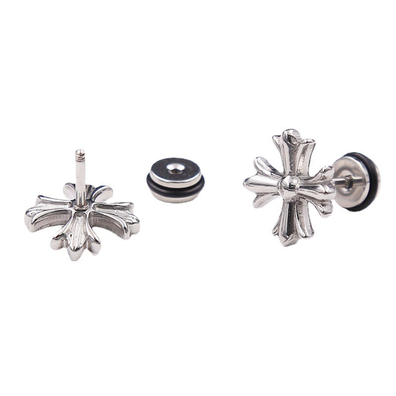 3 Color Cross Externally Threaded Stainless Steel Ear Studs