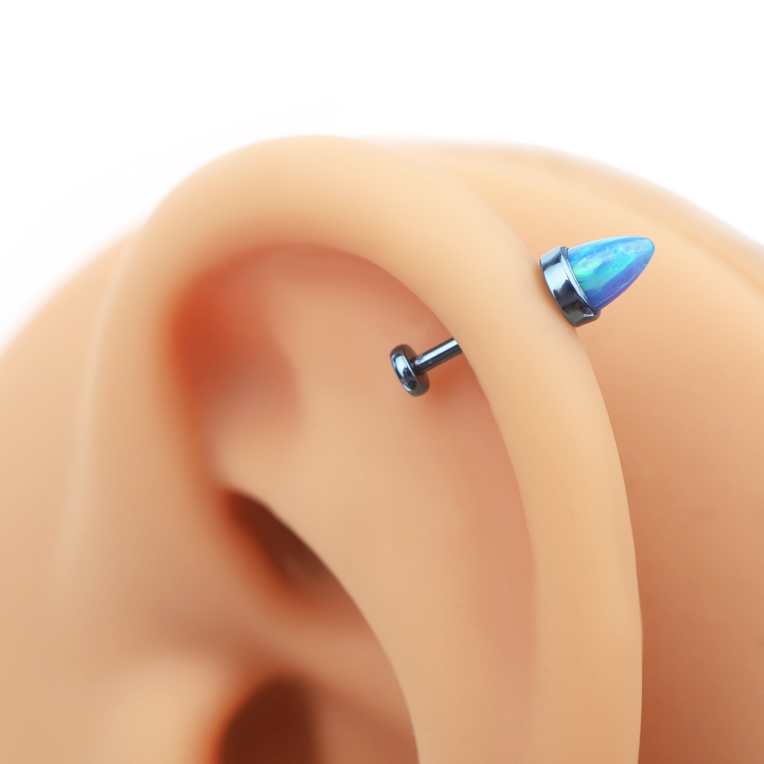 Hypoallergenic F136 Titanium Opal Cone Threadless Pin Nose Ear Labret Stud