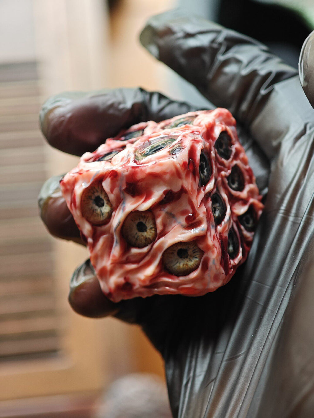 Handmade 30mm Bloody Eyeball D6 Dice | Horror Flesh & Blood Curio | RPG Oddity Collection
