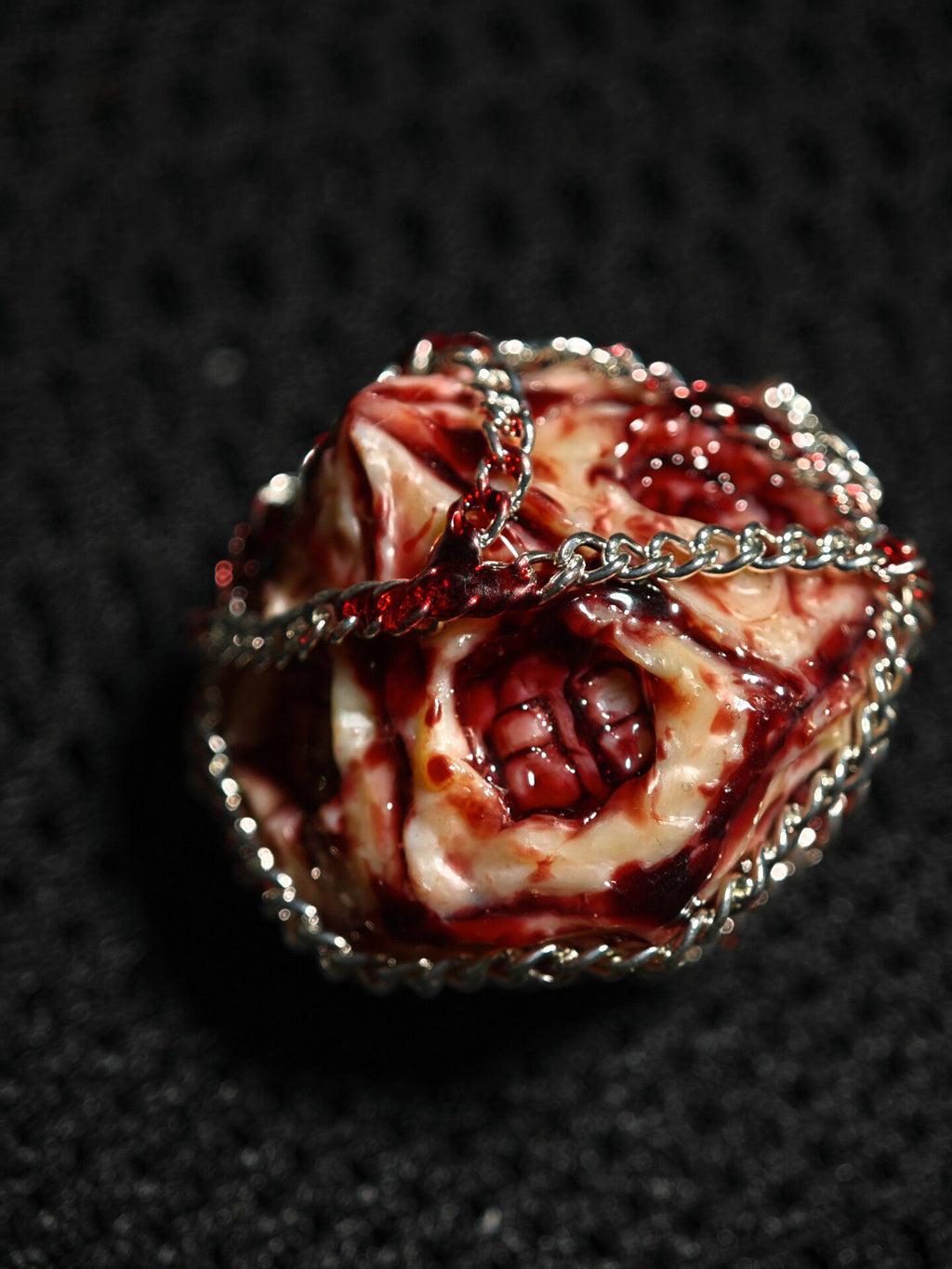 Handmade 35mm Bound Flesh D6 Dice - Chained Gory Meat Resin Artifact