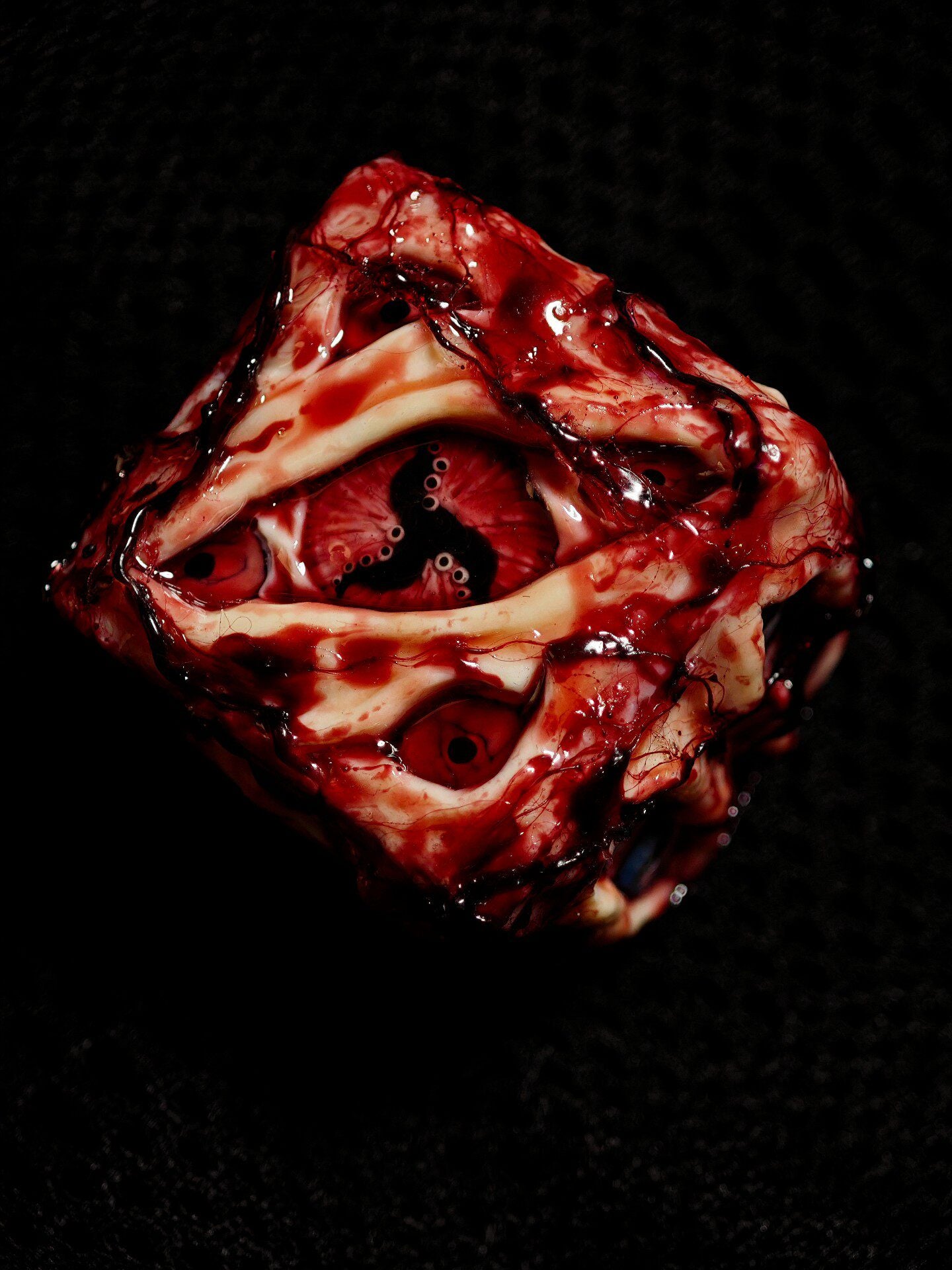 Handmade "Prison Realm" D6 Dice | Jujutsu Kaisen Inspired Cursed Object Resin Die | Fleshy Monster Eye | Macabre RPG Tabletop Dice