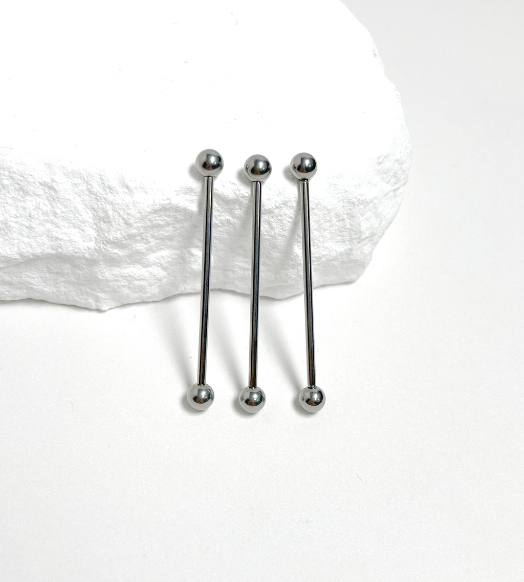 Titanium High Polish Industrial Barbell | Internal Threaded Straight Piercing