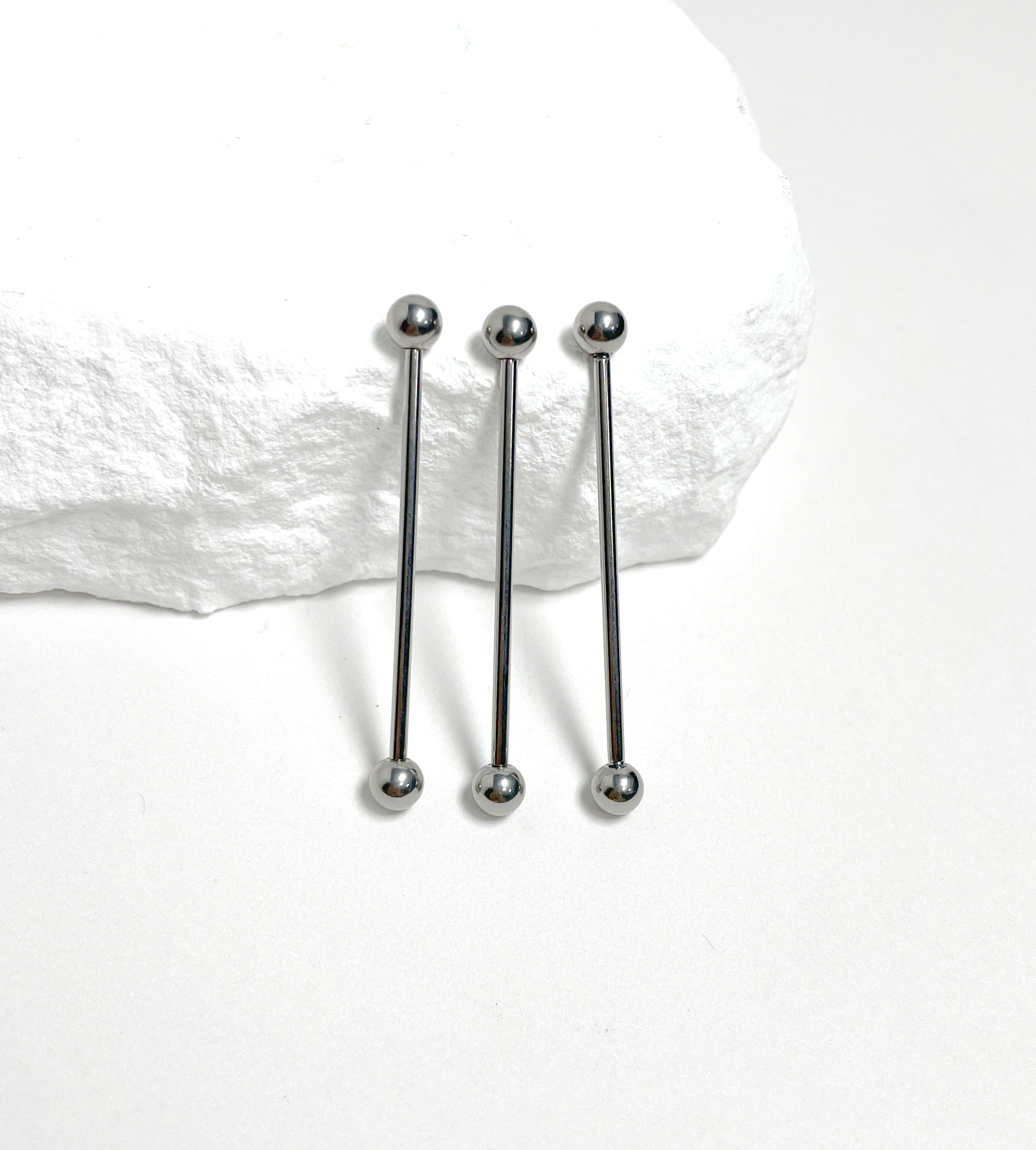 Titanium High Polish Industrial Barbell | Internal Threaded Straight Piercing