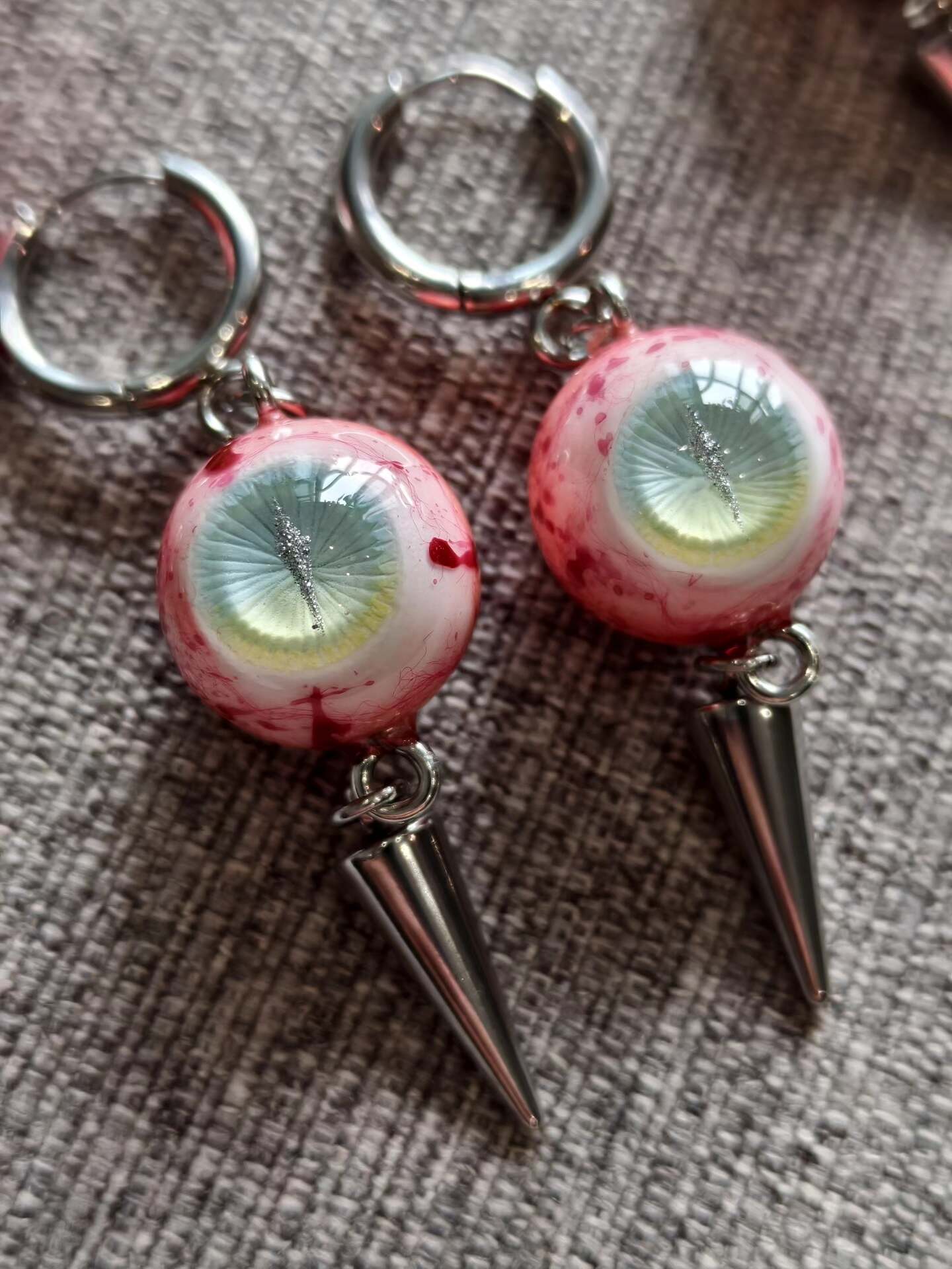 Pair of Sleepless Fiend | Gothic Demon Eye Dangle Earrings
