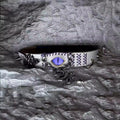 2-in-1 Gothic White Leather Choker & Wrap Bracelet - Purple Dragon Eye Snake & Moth Necklace - Grunge Silver Charms