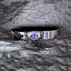 2-in-1 Gothic White Leather Choker & Wrap Bracelet - Purple Dragon Eye Snake & Moth Necklace - Grunge Silver Charms