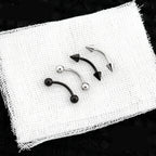 2Pcs Surgical Steel Curved Barbell | Spike & Ball Eyebrow Ring, Rook & Lip Piercing Jewelry