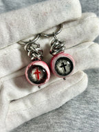 Sacred Torment | Heavy Chain Bloodshot Cross Eyeball Earrings