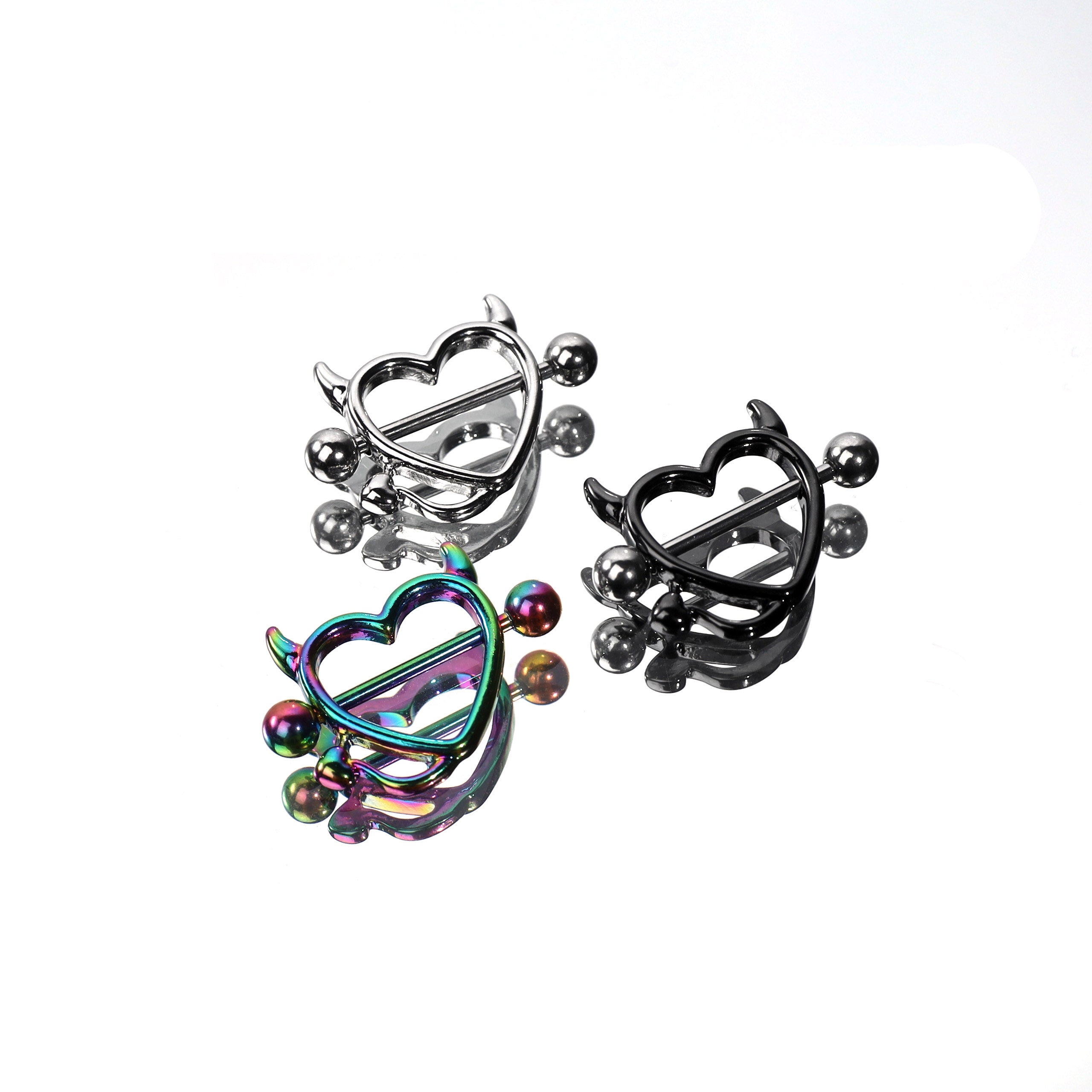 Heart Demon Horn Stainless Steel Nipple Rings