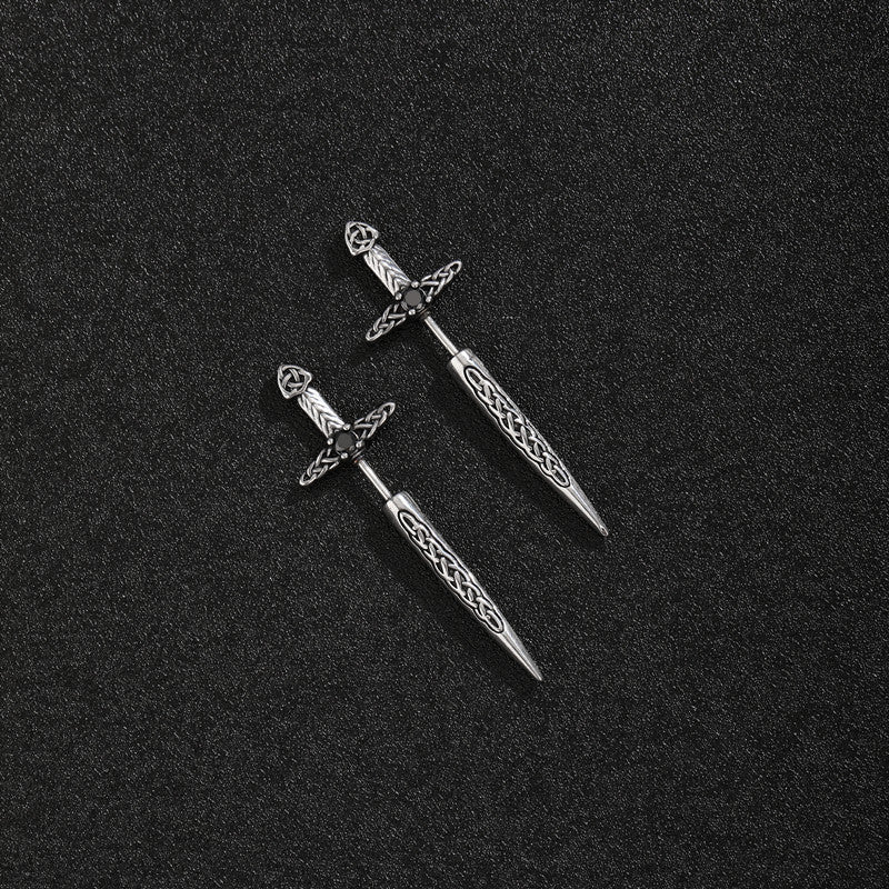 Edgy Dark Dagger Stud | 316L Surgical Steel Sword Piercing | Goth Punk Unisex Earring for Men & Women