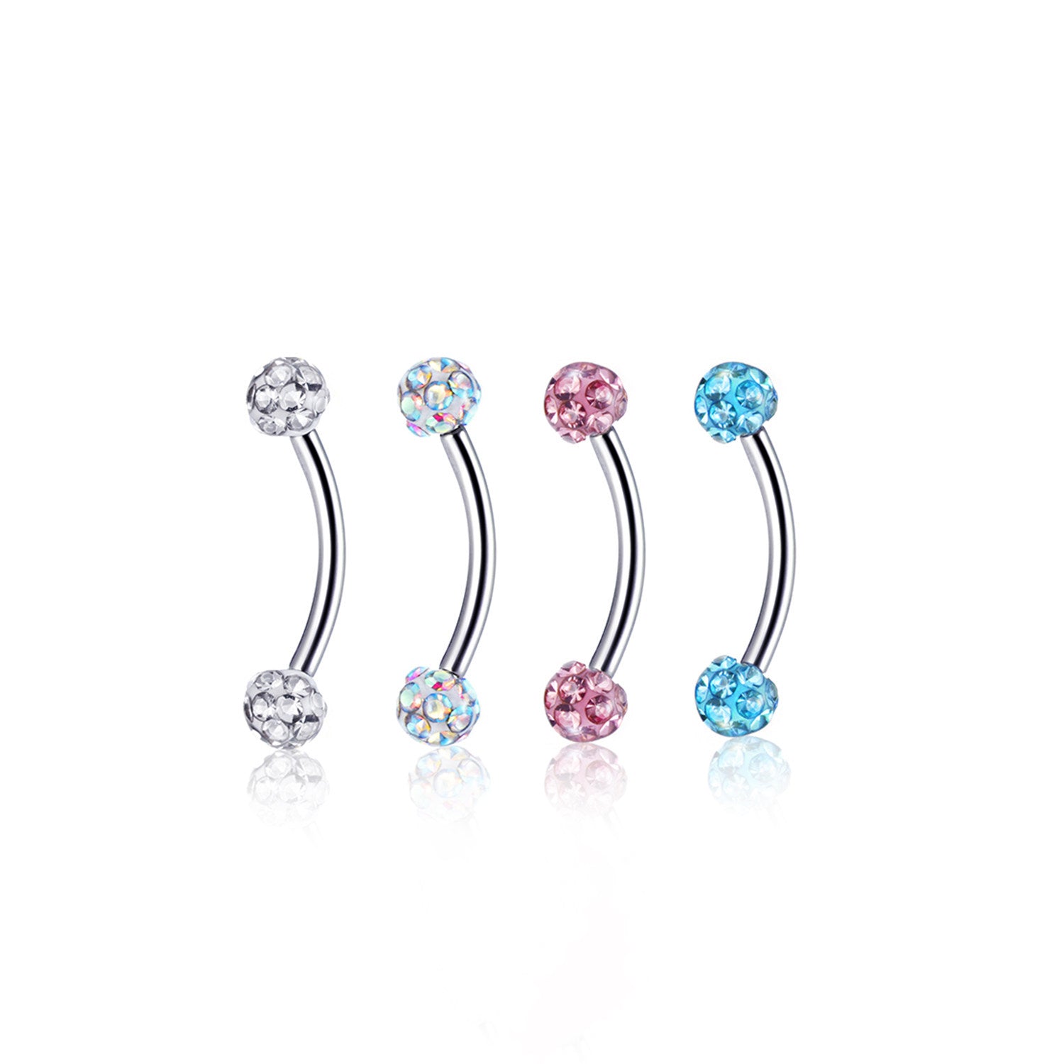 ASTM F136 Titanium Full CZ Curved Barbell - Internally Threaded Eyebrow & Rook Ring