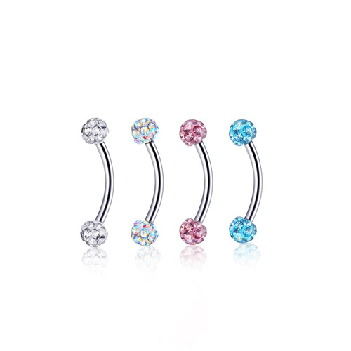 ASTM F136 Titanium Full CZ Curved Barbell | Eyebrow & Rook - Crux Jewelry product photo