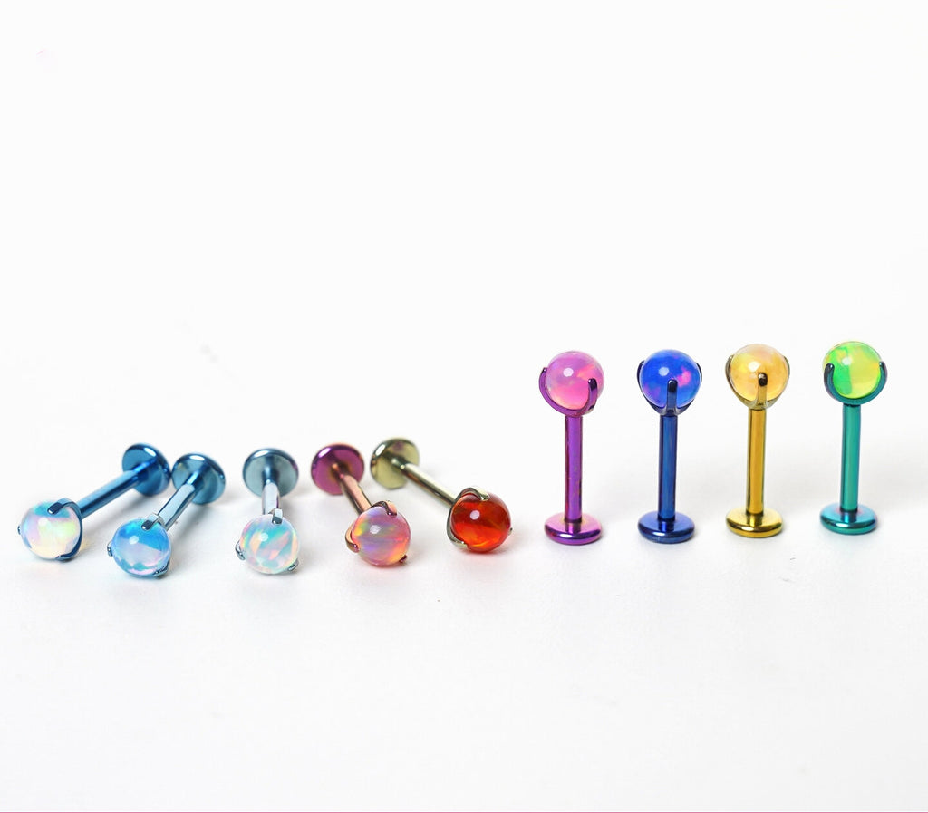 ASTM F136 Titanium Sparkling Jelly 5mm Opal Labret Stud - Cartilage & Lip Piercing
