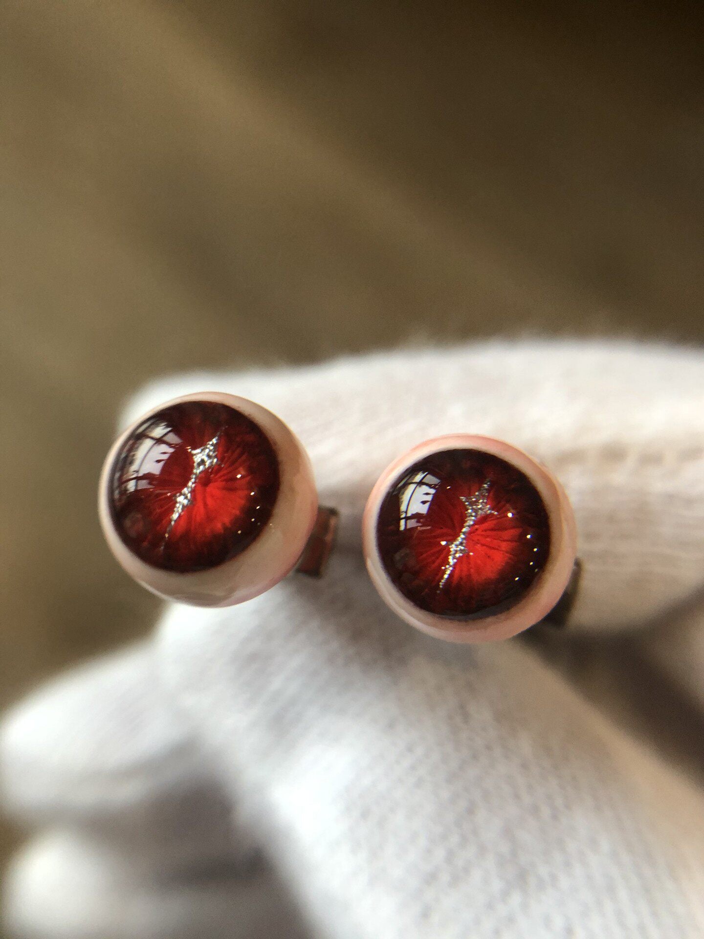 Gaze of the Blood Star | Titanium Crimson Starburst Eyeball Stud