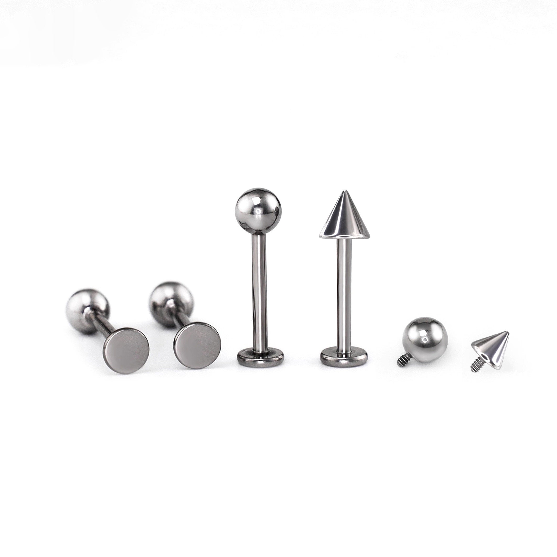 16G | 18G ASTM F136 Titanium Ball/Spike Stud - Healing Flat Back Labret for Lip & Cartilage