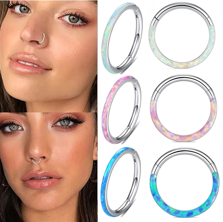 F136 Titanium Opal Seamless Hoop | Lip Nose Cartilage Ring