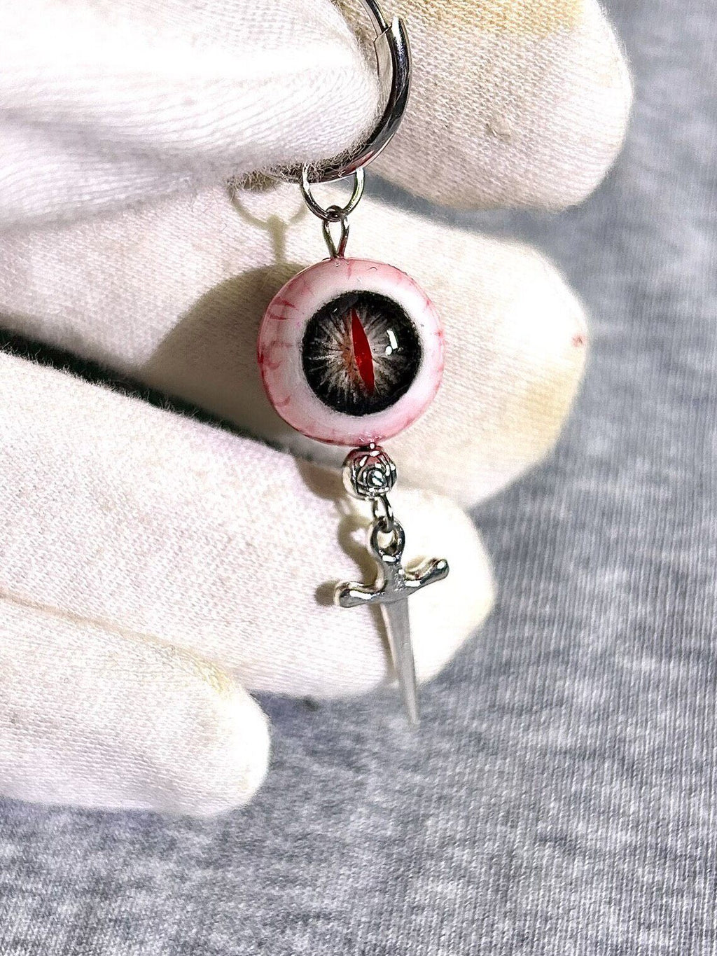 Vampire's Gaze | Gothic Bloodshot Slit Pupil Dagger Earrings
