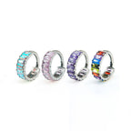 ASTM F136 Titanium Rainbow CZ Septum Clicker - Chunky Icy Cartilage Hoop