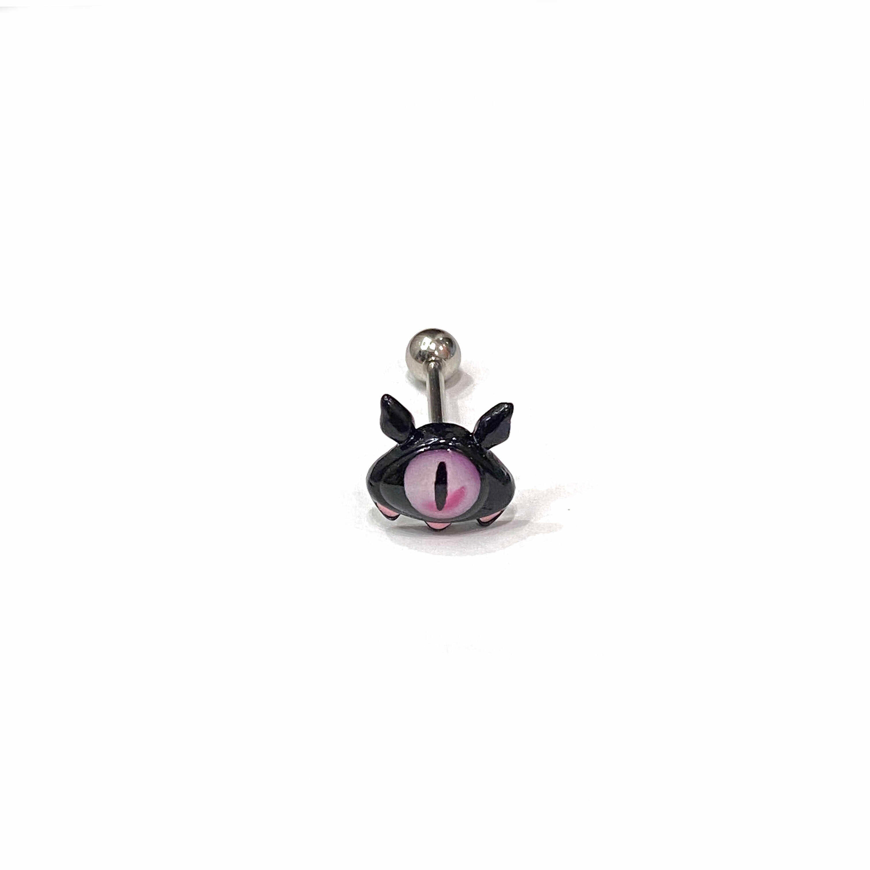 Gothic Demon Eye Tongue Ring - Externally Threaded Barbell